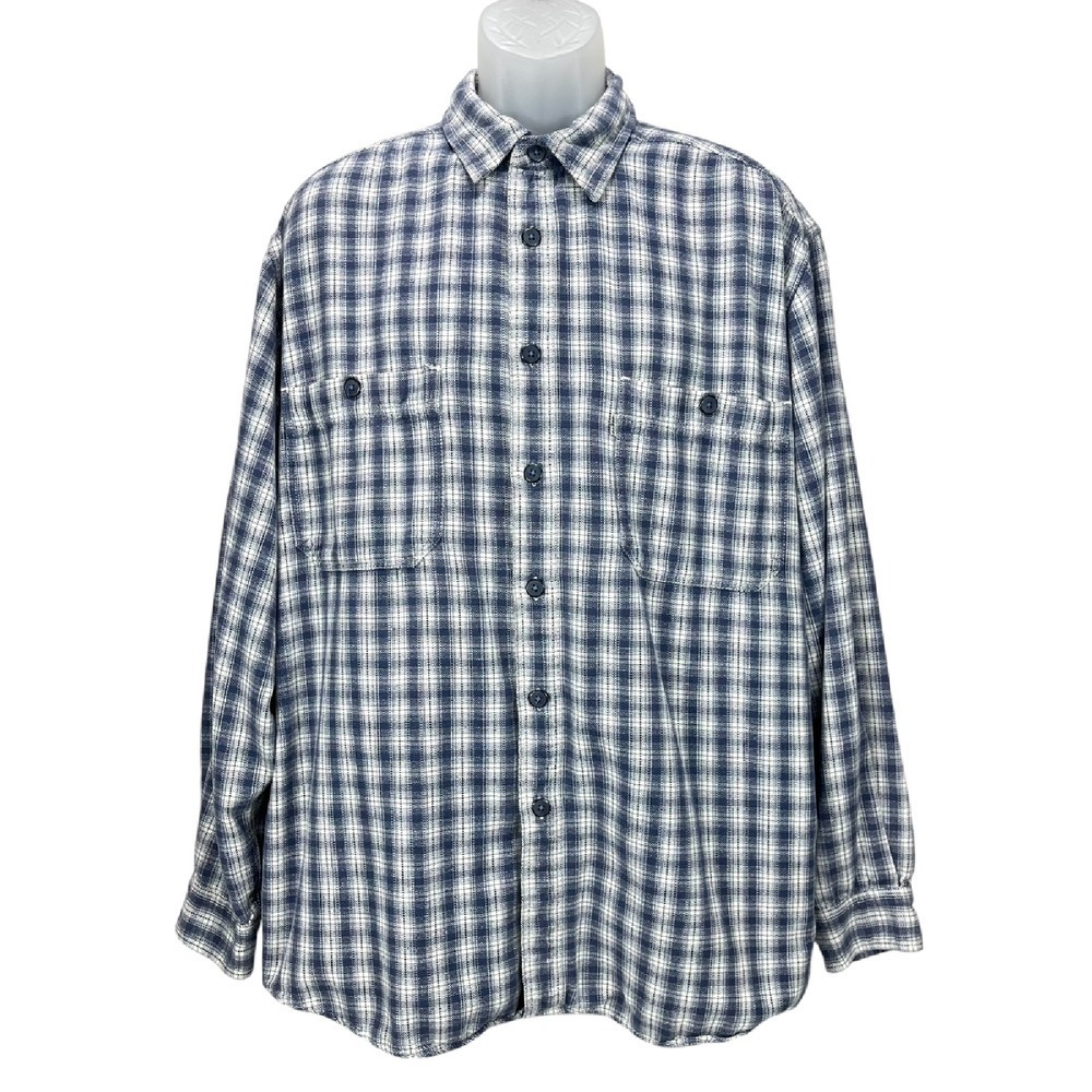 Vintage Levi’s Jeanswear Men’s Large Blue White Plaid Heavy Flannel Shirt Y2K‎